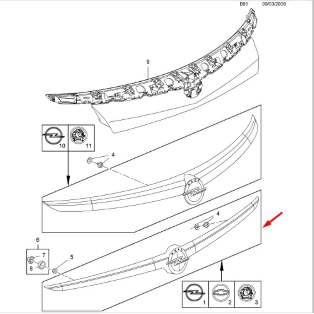 Opel Insignia A Rear Boot Handle Chrome GM Genuine 176673 - 13244389