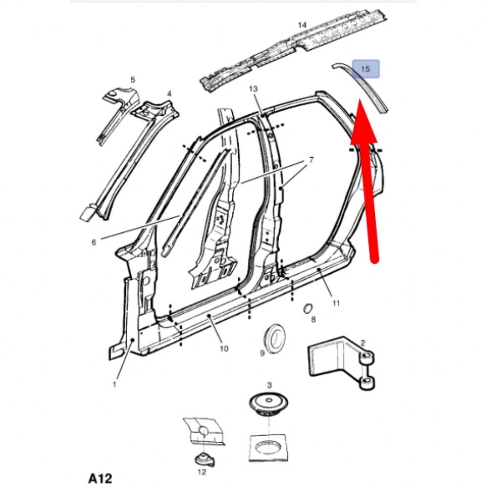 Opel Vectra B Left Rear Outer Roof Spring GM Original 5183021 - 90507648