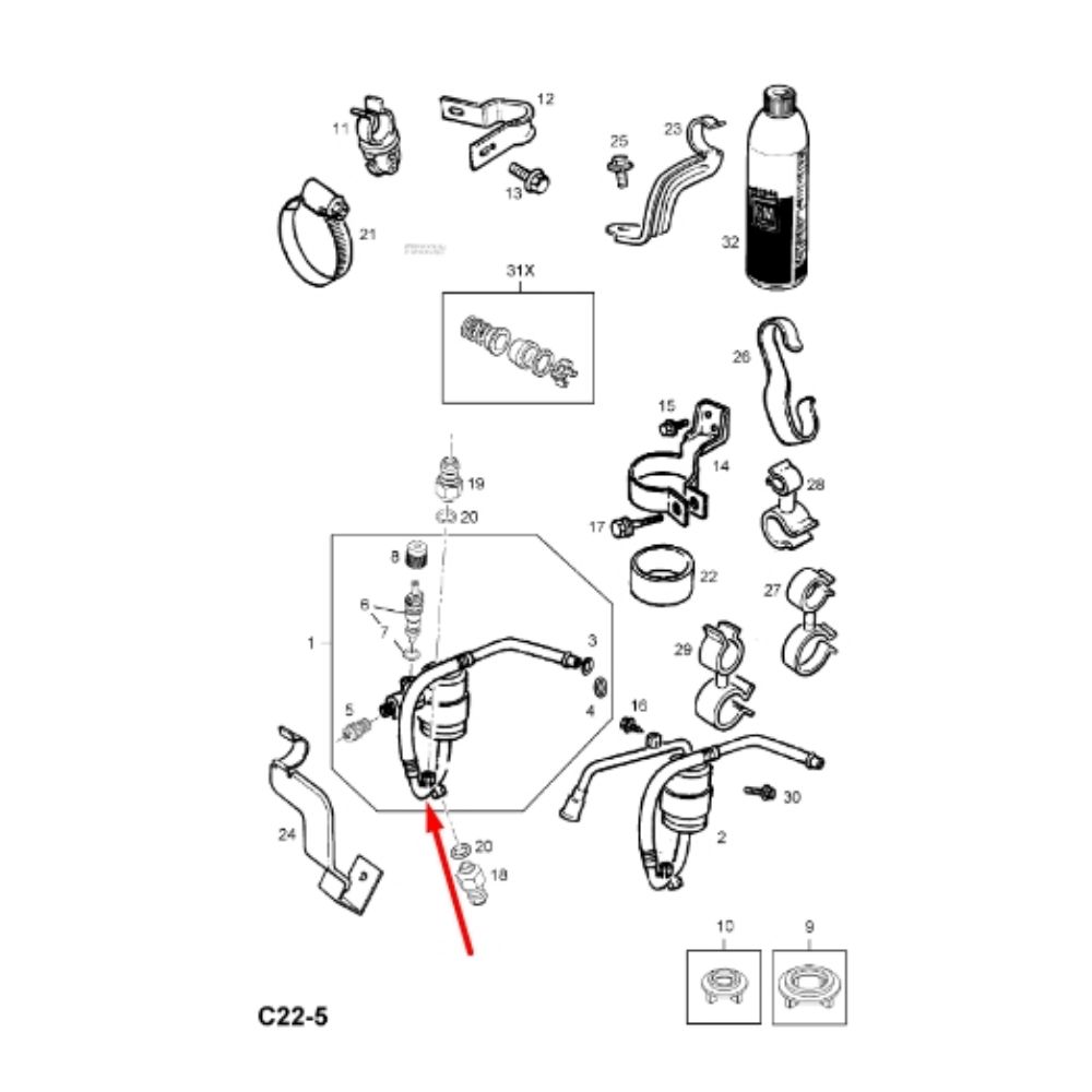 Product Code : 9174394 - Opel Omega B Heater Inlet/Outlet Hose Bracket GM Original 9174394 - 1850304