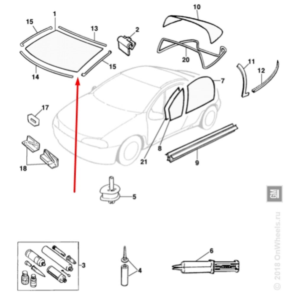 Product Code : 110289 - Opel Tigra A Windscreen Lower Tyre Seal Chrome GM Genuine 110289 - 90482755