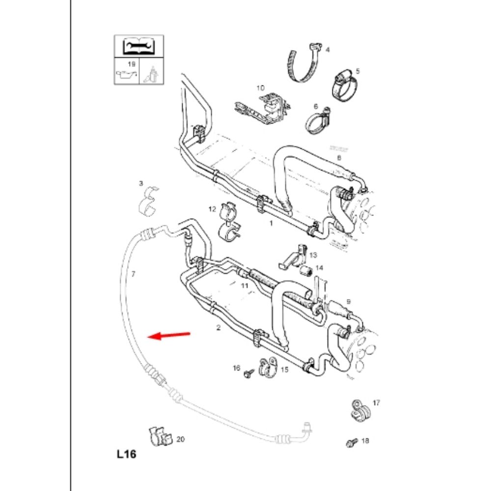 Product Code : 5951718 - Opel Corsa B Power Steering Cooling Hose (K9) Complete GM Original 5951718 - 90576230