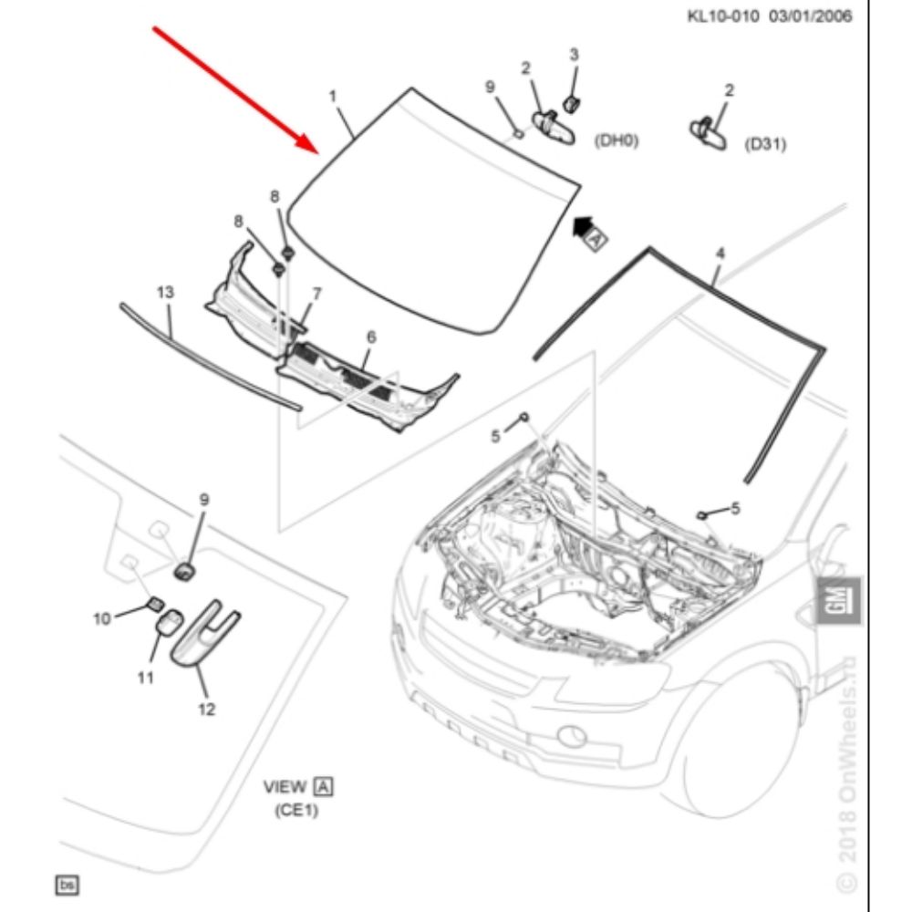 Chevrolet Captiva Windscreen GM Genuine 20834904 - 96803302