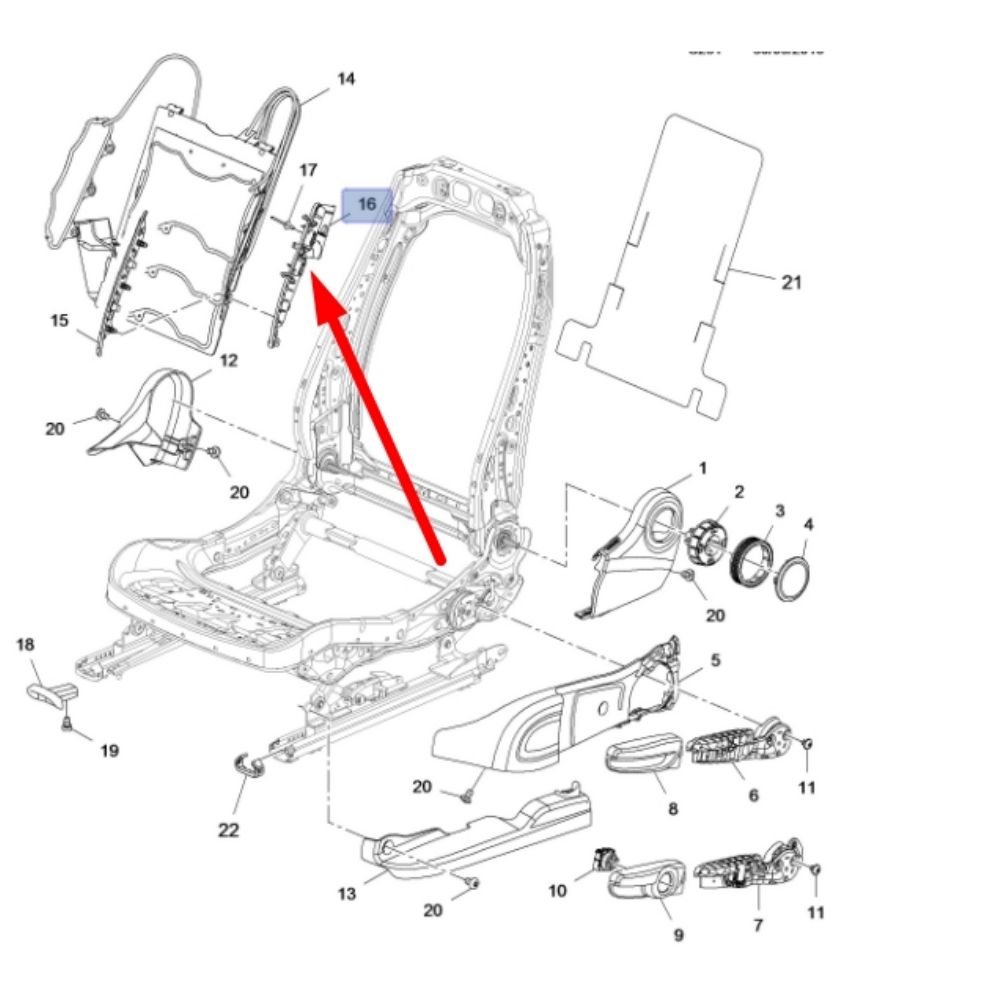 Product Code : 39014715 - Opel Astra K, Insignia B Front Seat Backrest Frame Bracket Left GM Genuine 39014715 - YR00170080