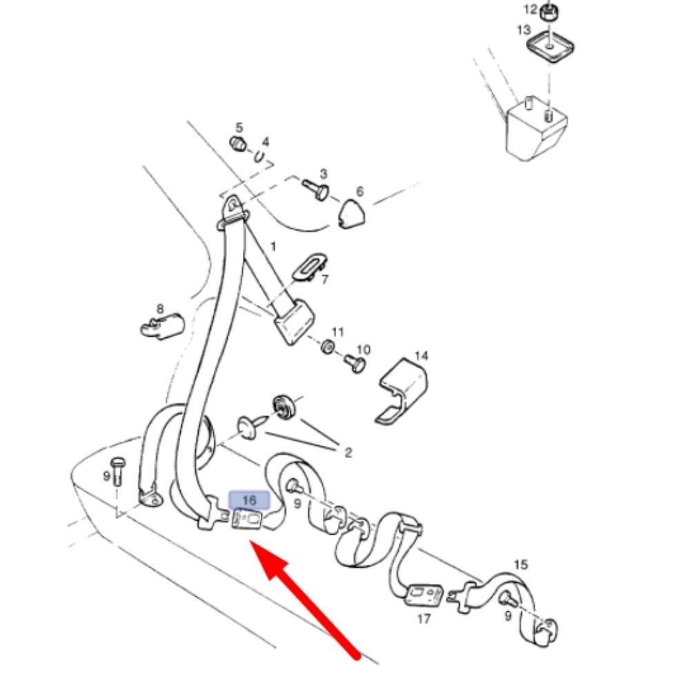 Product Code : 90187564 - Opel Ascona C Rear Seat Belt Lock GM Genuine 90187564 - 198841