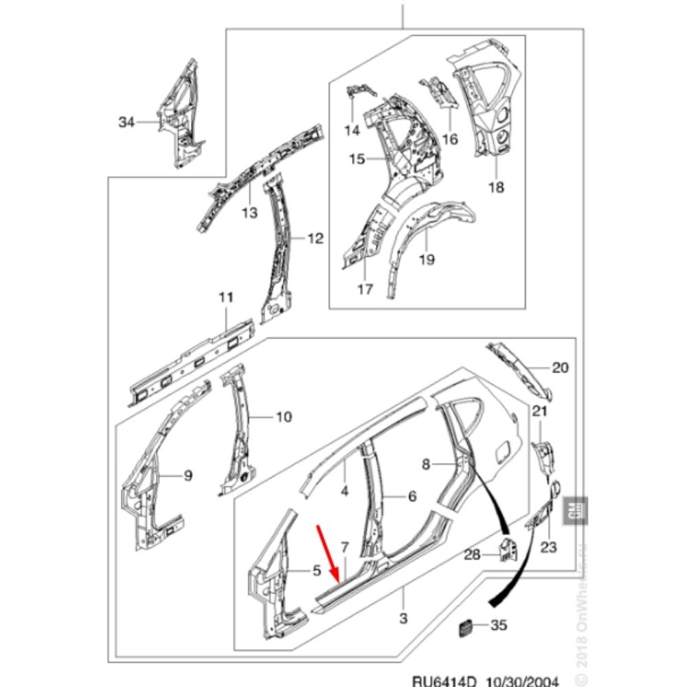 Product Code : 96344098 - Chevrolet Vivant U100 Right Hand Rocker GM Genuine 96344098