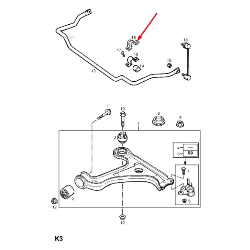 Opel Omega B Bend Iron Clamp GM Original 90497310 - 350382