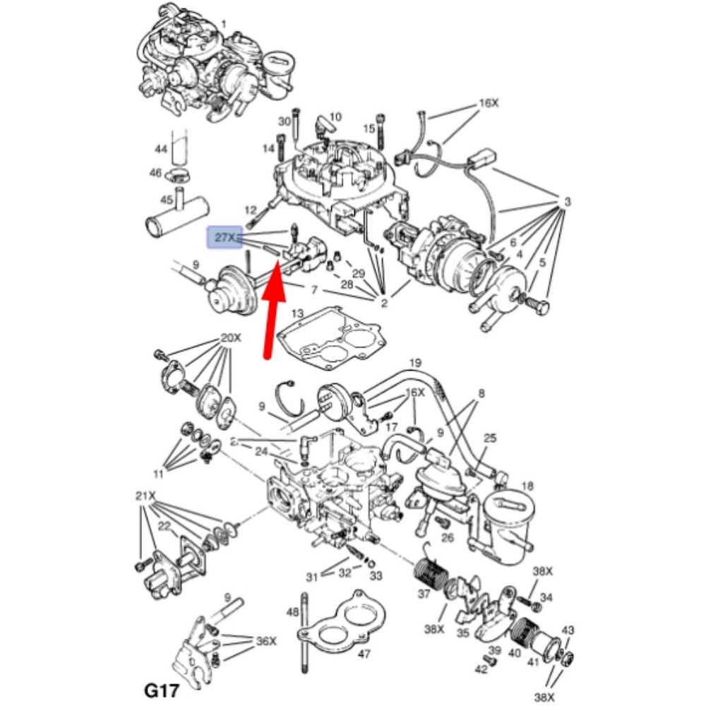 Opel Vectra A Carburettor Buffer Set Complete 1.8 Engine GM Original 90107291 - 830711