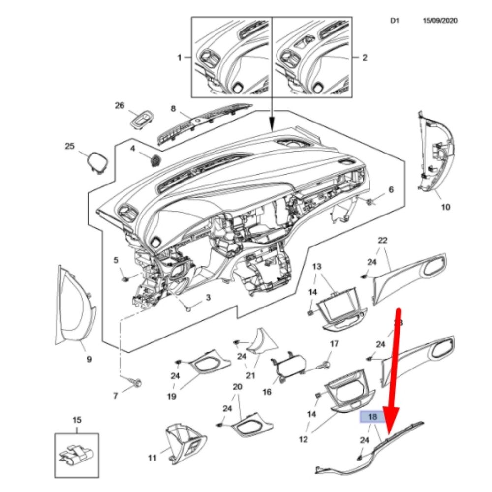 Opel Astra K Right Section Breastplate Nickelled Type GM Genuine 13413041