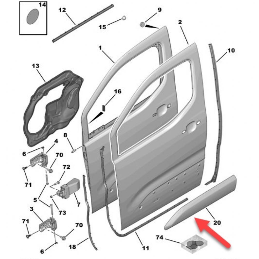 Opel Combo E Left Front Door Band GM Original 983578721