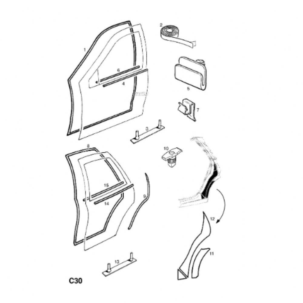 Opel Vectra B Left Front Interior Door Inner Horizontal Fitting 1996 Model GM Original 90464303 - 5154008