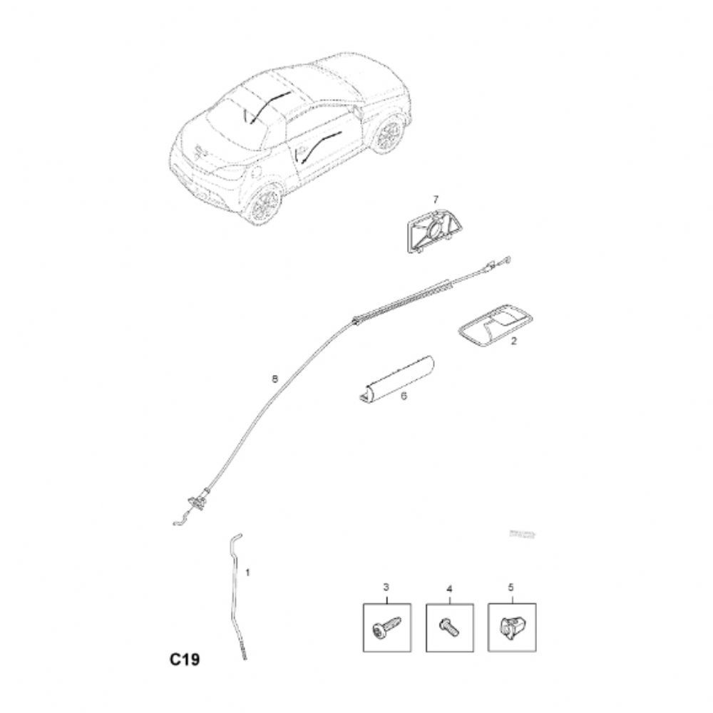 Opel Tigra B Right And Left Door Lock Rope GM Original 5134723