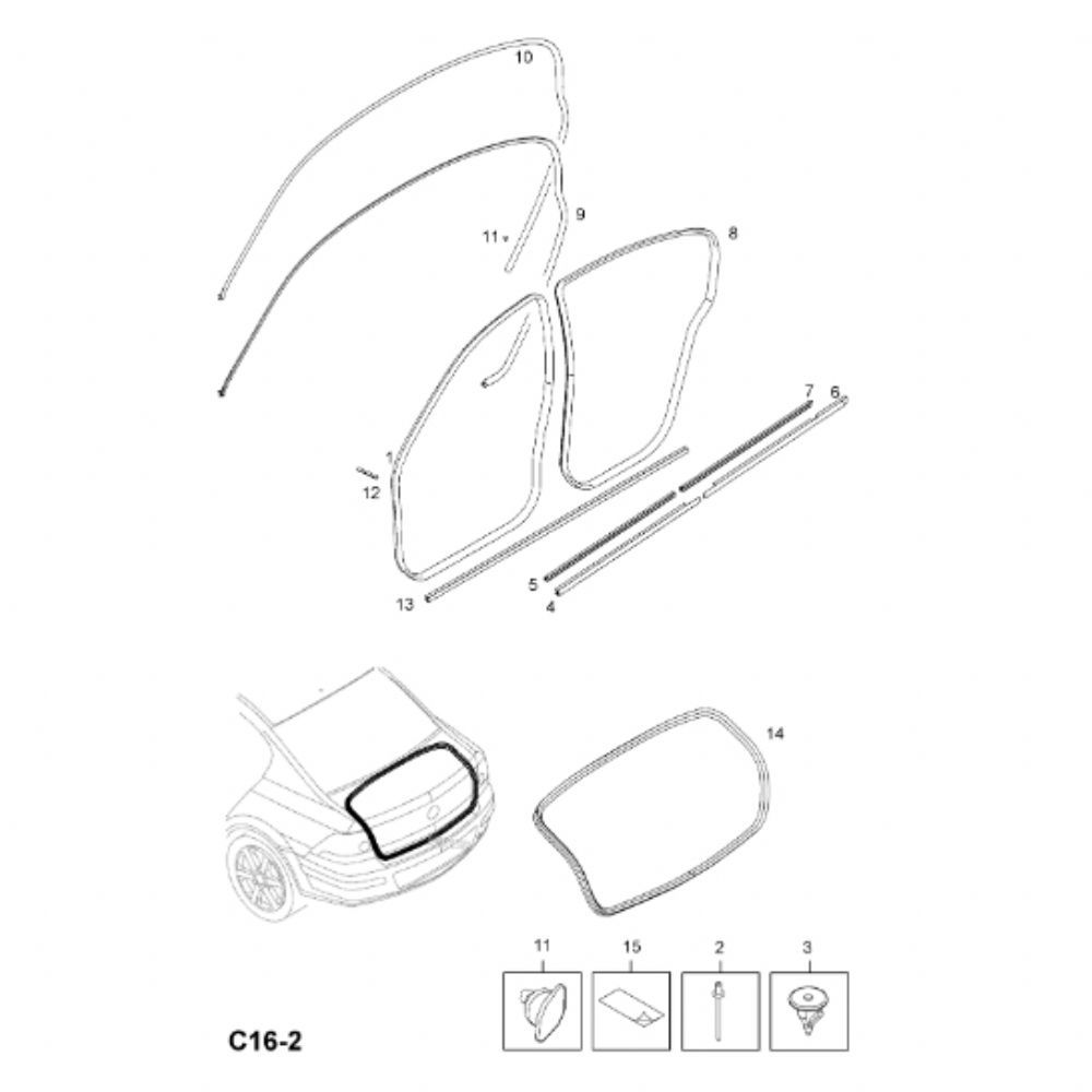 Product Code : 5154227 - Opel Astra H Left Rear Outer Scraper Wick Chrome GM Original 5154227 - 94700985