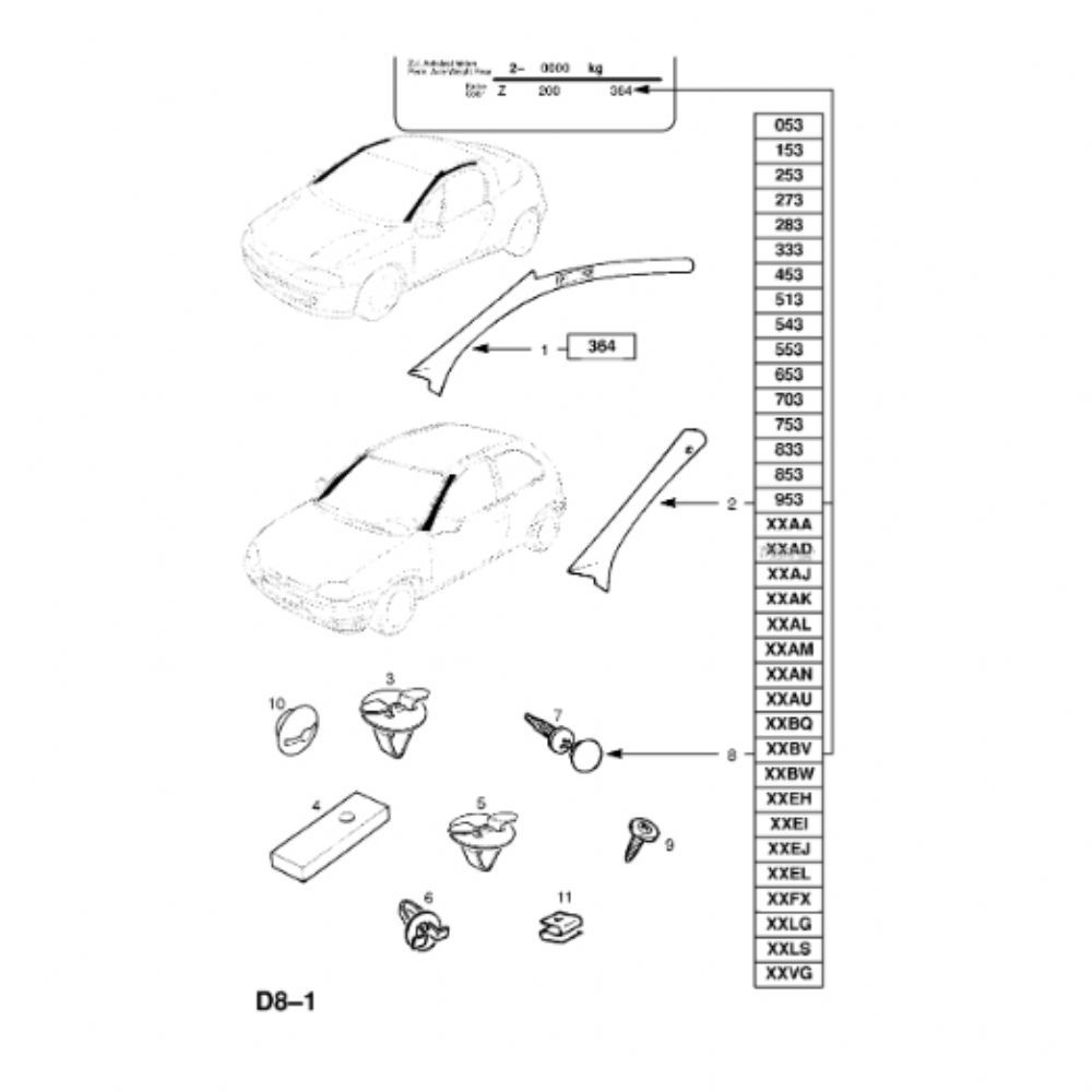 Product Code : 2225065 - Opel Tigra A Left Pillar Cover GM Genuine 2225065 - 90438827