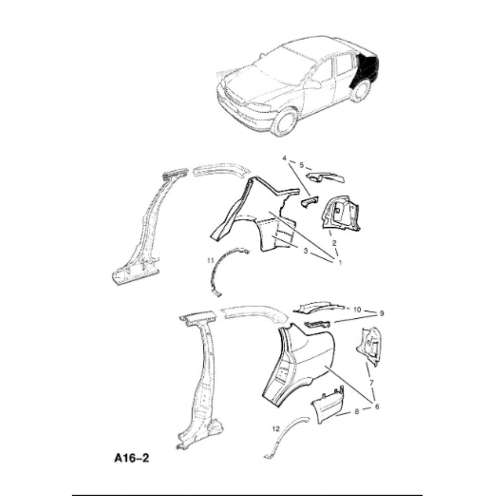 Opel Astra G Rear Right Back Gutter Sheet F69 GM Genuine 5183085 - 93170446