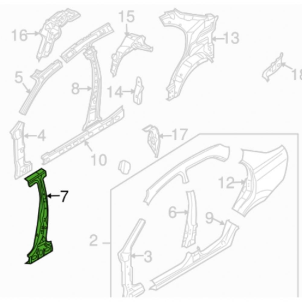 Chevrolet Aveo 2011 Left Pillar Reinforcement Plate GM Genuine 95212177 - 96648418