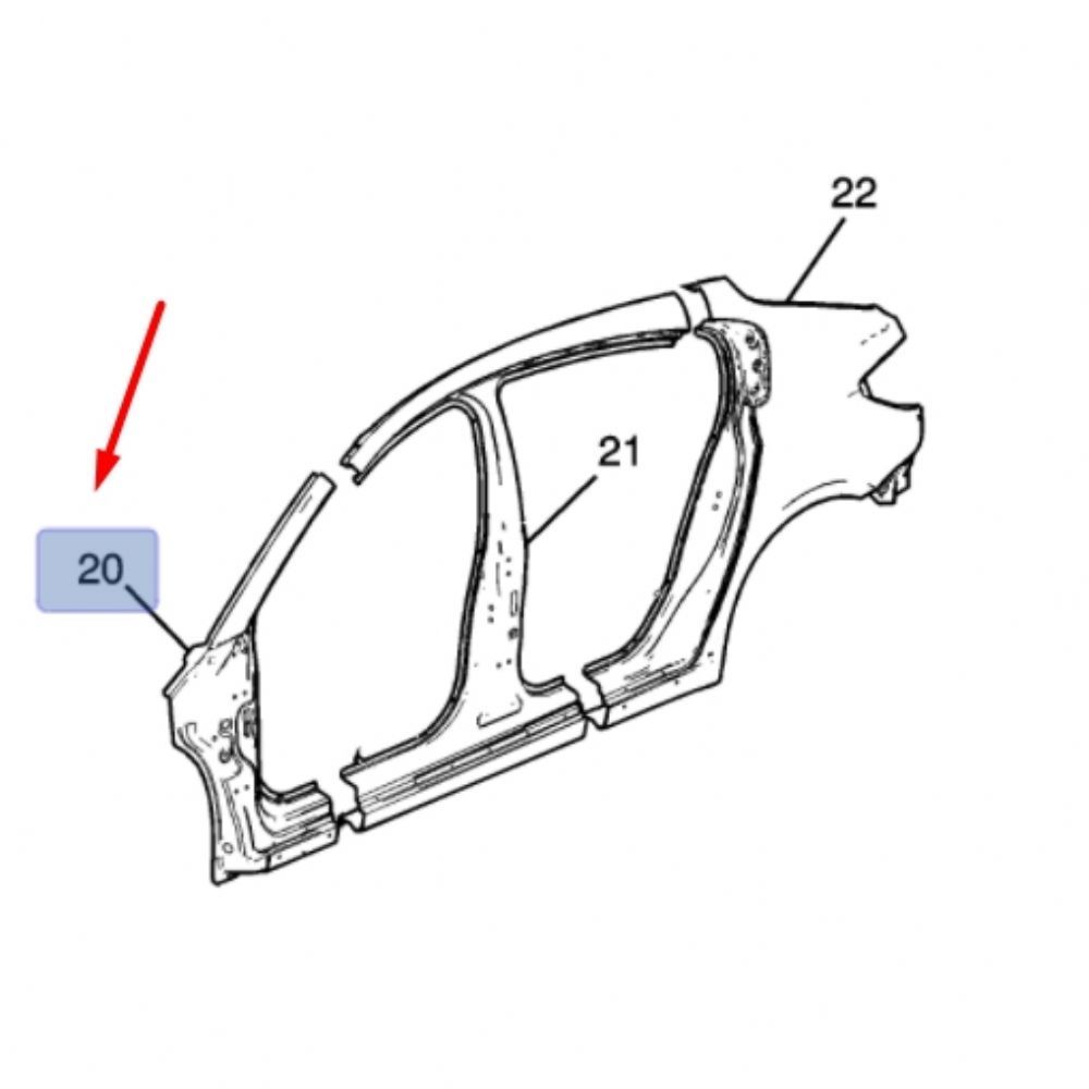 Product Code : 95025807 - Chevrolet Cruze Left Front Pillar and Fender Sheet Panel Complete GM Original 95025807