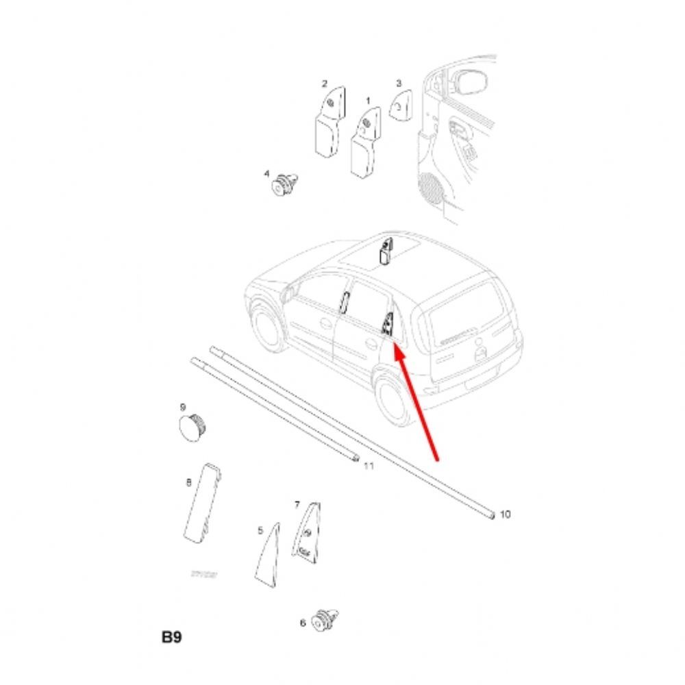 Opel Corsa C Left Rear Door Corner Cover (Exposed Part) GM Genuine 9113423