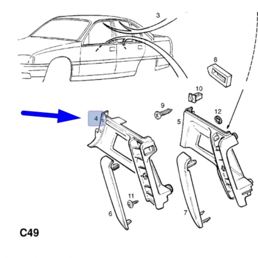 Opel Senator B Left Front Door Handle GM Genuine 90253499 - 2240032