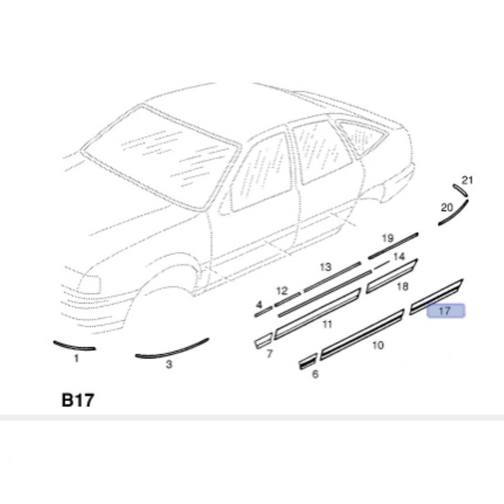 Opel Vectra A GT Left Rear Door Band Red Colour Striped GM Genuine 171015 - 90429837