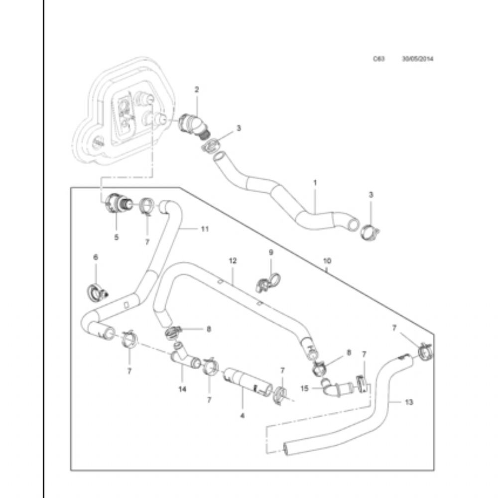 Chevrolet Trax Heating Water Outlet Hose GM Original 96968693 - 1818695