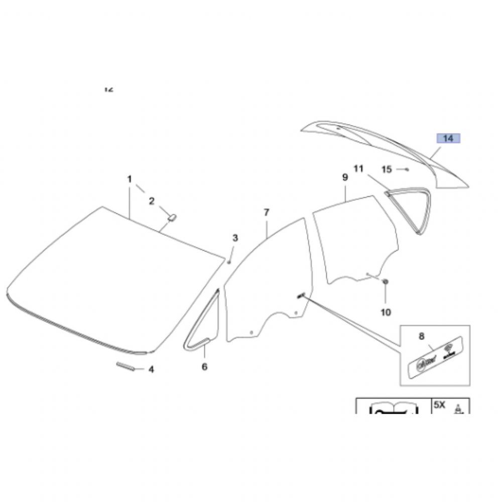 Product Code : 13333122 - Opel Astra J Rear Trunk Glass HB Case Window Type Except Antenna GM Original 13333122 - 5161061