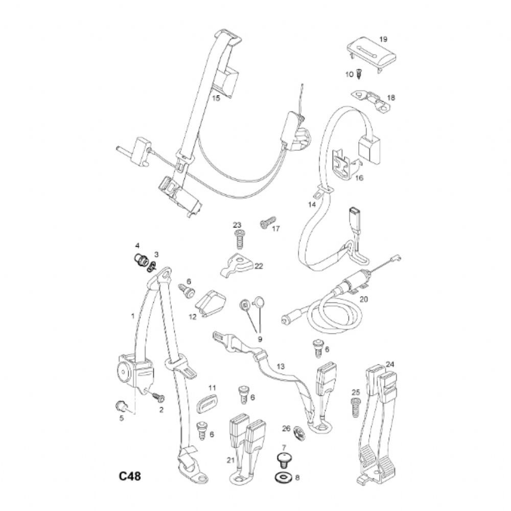 Product Code : 13198950 - Opel Combo B Rear Seat Belt Inertia Type GM Original 13198950 - 5197178