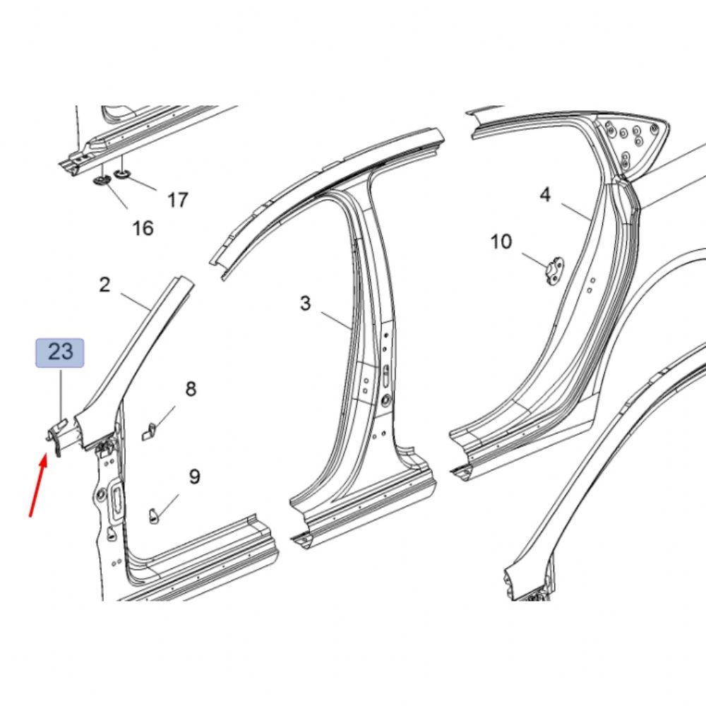 Filler Assembly Body Hinge Pillar Black Opel Astra F, Calibra, Corsa B, Tigra A, Corsa C, Meriva A, Tigra B, Vectra A, Vectra B GM Genuine 39117515