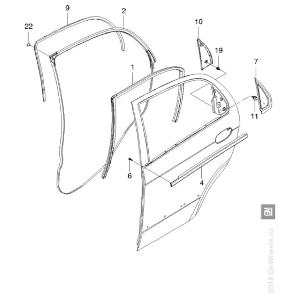 Product Code : 96601518 - Chevrolet Spark M300 Left Rear Exterior Door Scraper Wick GM Genuine 96601518