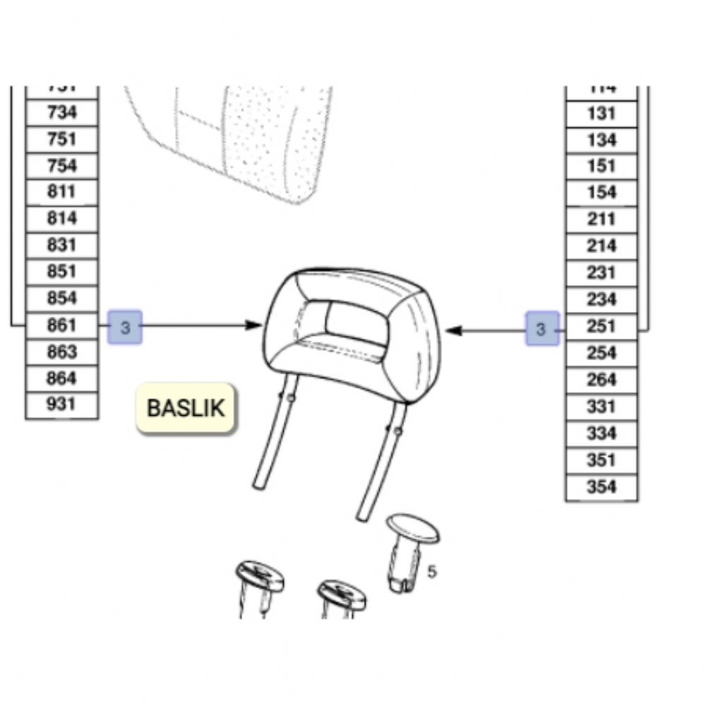 Product Code : 2261281 - Opel Vectra A CD-GT Model Front Headrest Right Left Compatible GM Original 2261281 - 90407617