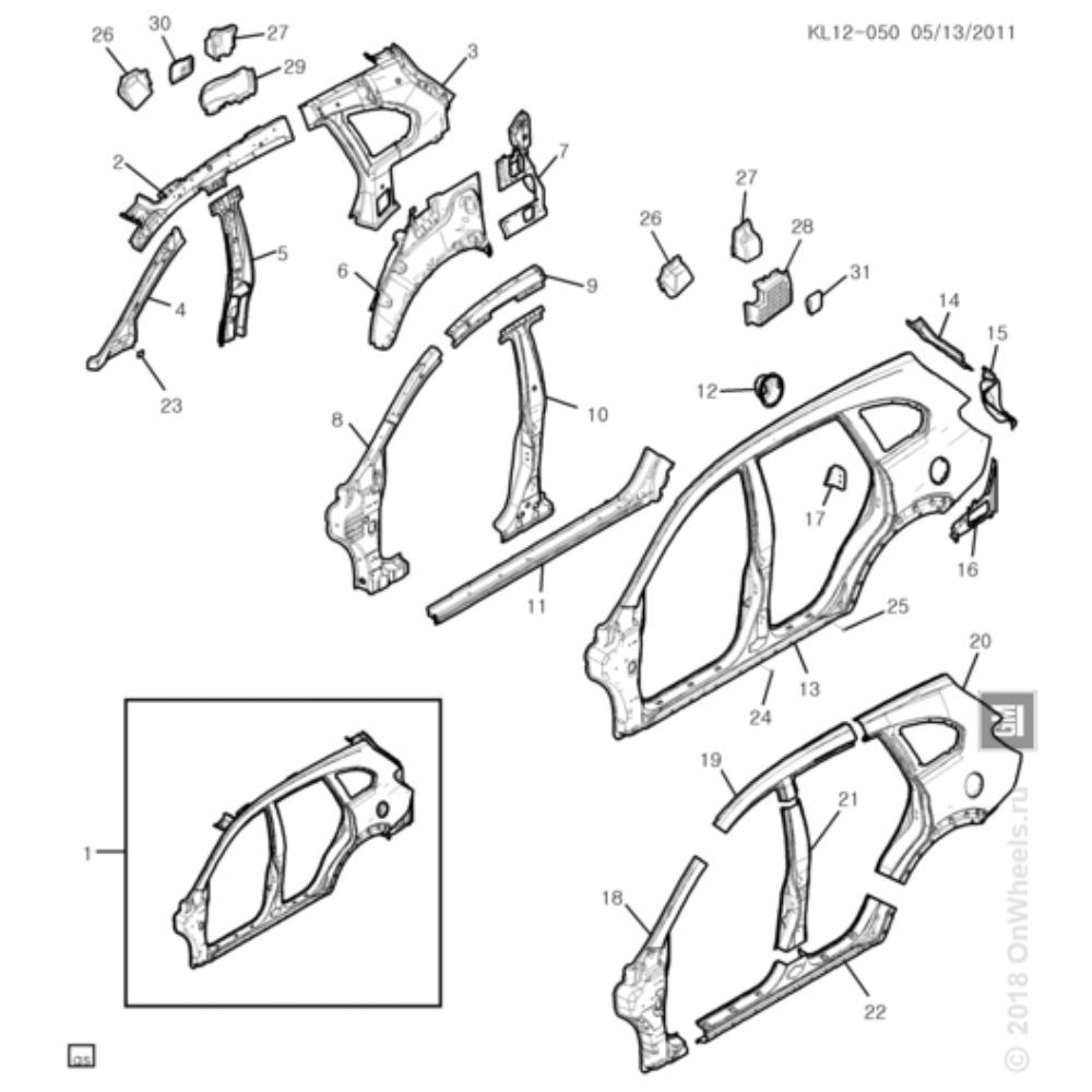 Opel Astra J Rear Cover Pillar GM Original 95918629 - 96622190