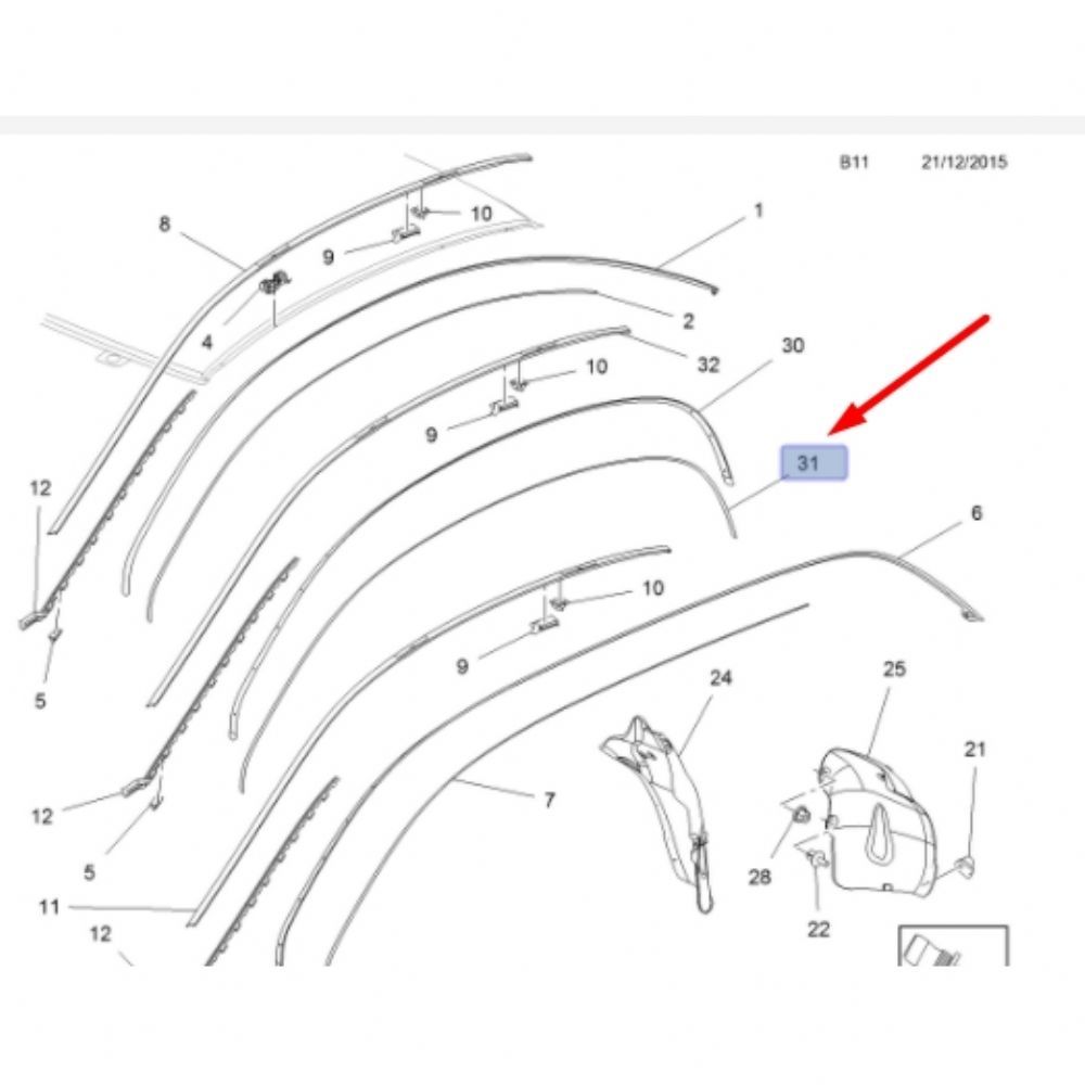 Opel Vectra C Roof Rain Bar Left GM Genuine 187857 - 93180961