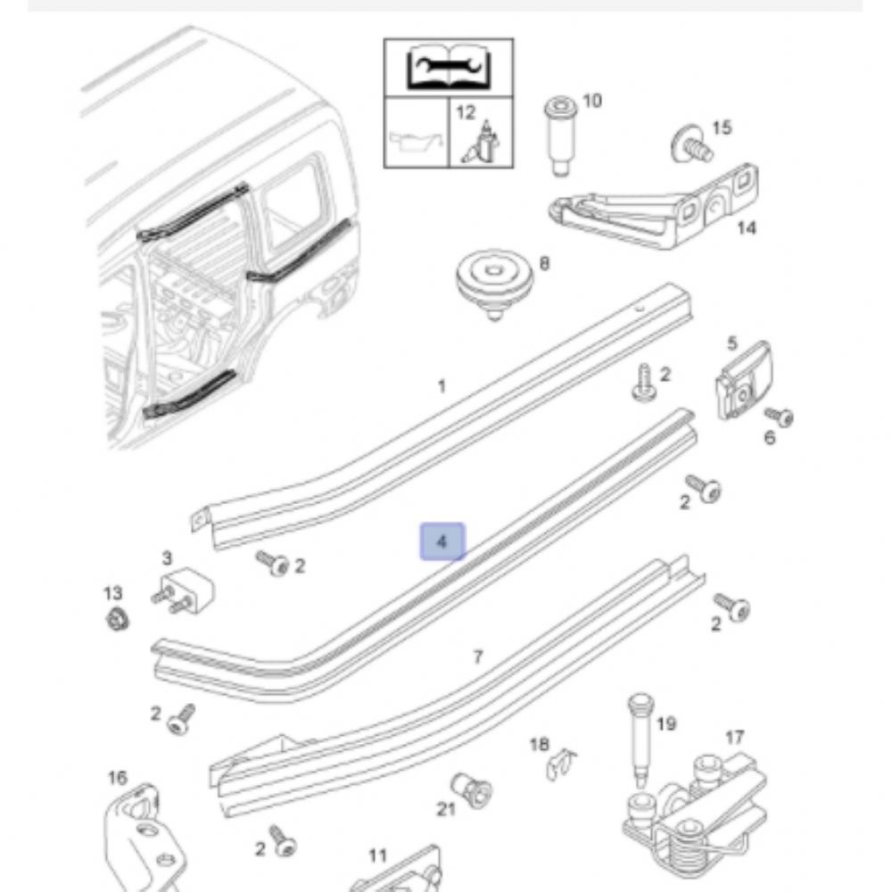 Product Code : 130488 - Opel Combo C Right Sliding Door Centre Rail GM Genuine 130488 - 24403078