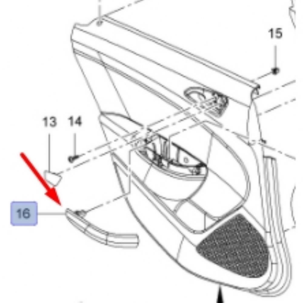 Opel Astra J Right Rear Door Interior Handle GM Genuine 13343346 - 13343346