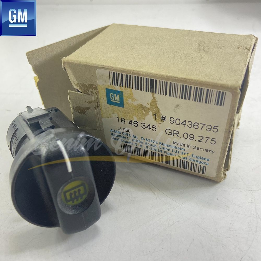 Product Code : 90436795 - Opel Corsa B, Tigra A Heater Fan and Rear Boot Window Heating Button Black GM Genuine 90436795 - 1846345