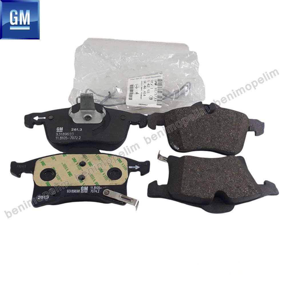 Product Code : 93189698 - Front Brake Pad Opel Astra H, Corsa D, Corsa E, Meriva A, Meriva B, Adam GM Genuine 1605080 - 93189698