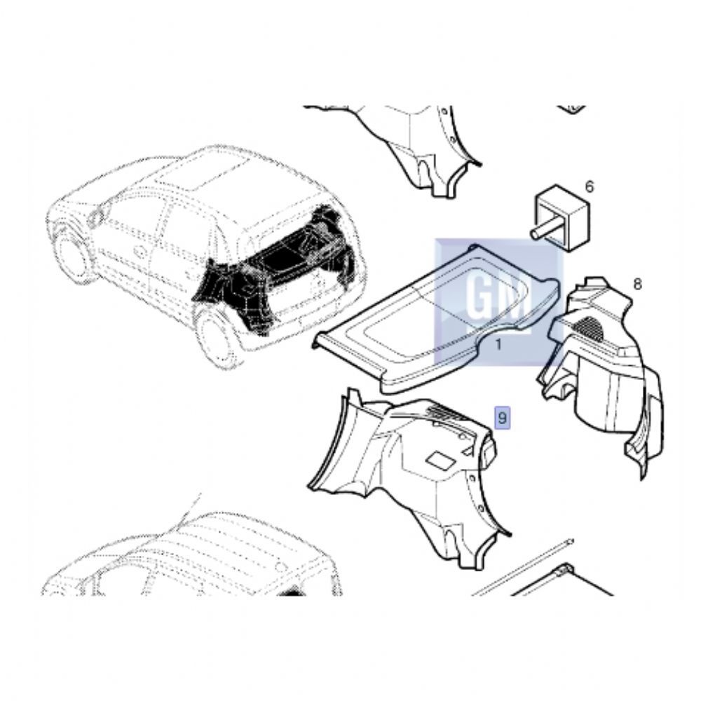 Opel Corsa C Left Rear Luggage Compartment Cover GM Genuine 7345185 - 13131149