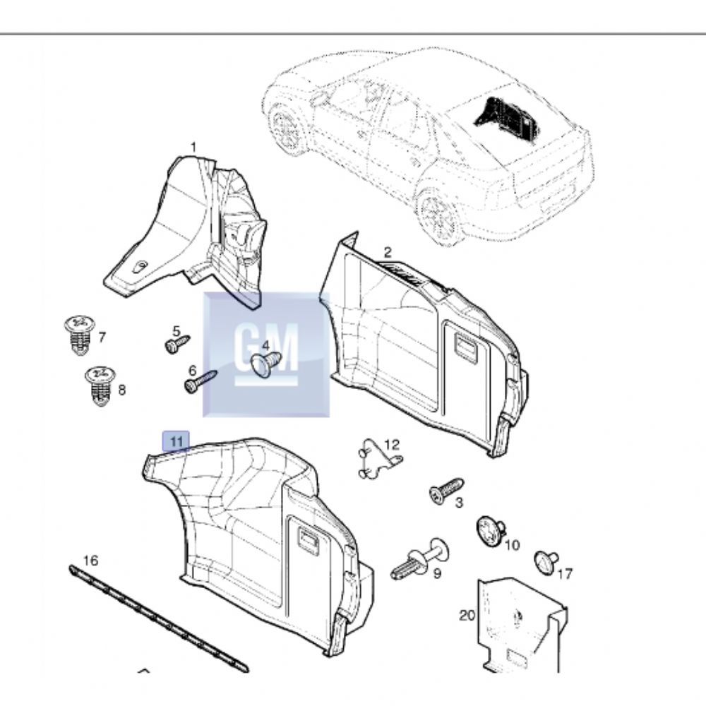 Opel Vectra C Left Boot Inner Lining GM Genuine 7330123 - 13173583