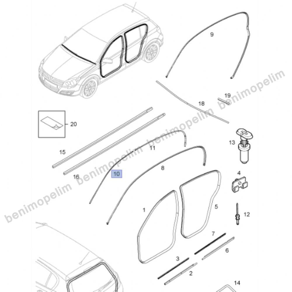 Product Code : 5183708 - Opel Astra H Roof Wick Holder Front Right GM Original 5183708 - 93182837