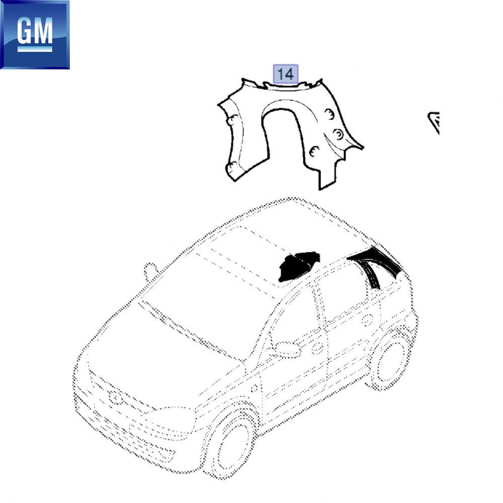 Opel Corsa C Right Rear Quarter Panel Trim GM Genuine 7336086 - 13106317