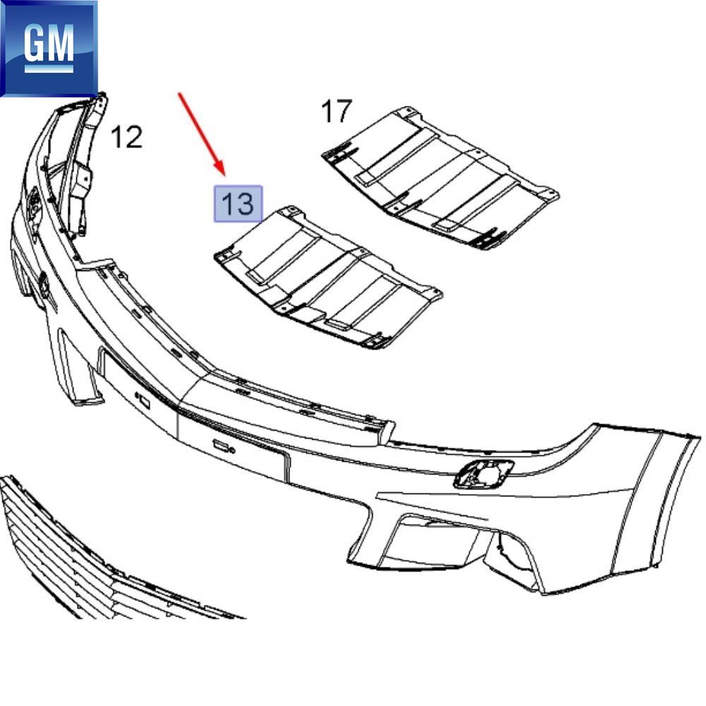 Product Code : 1400563 - Opel Astra H Front Bumper Lower Extension Cover GM Genuine 1400563 - 93187321