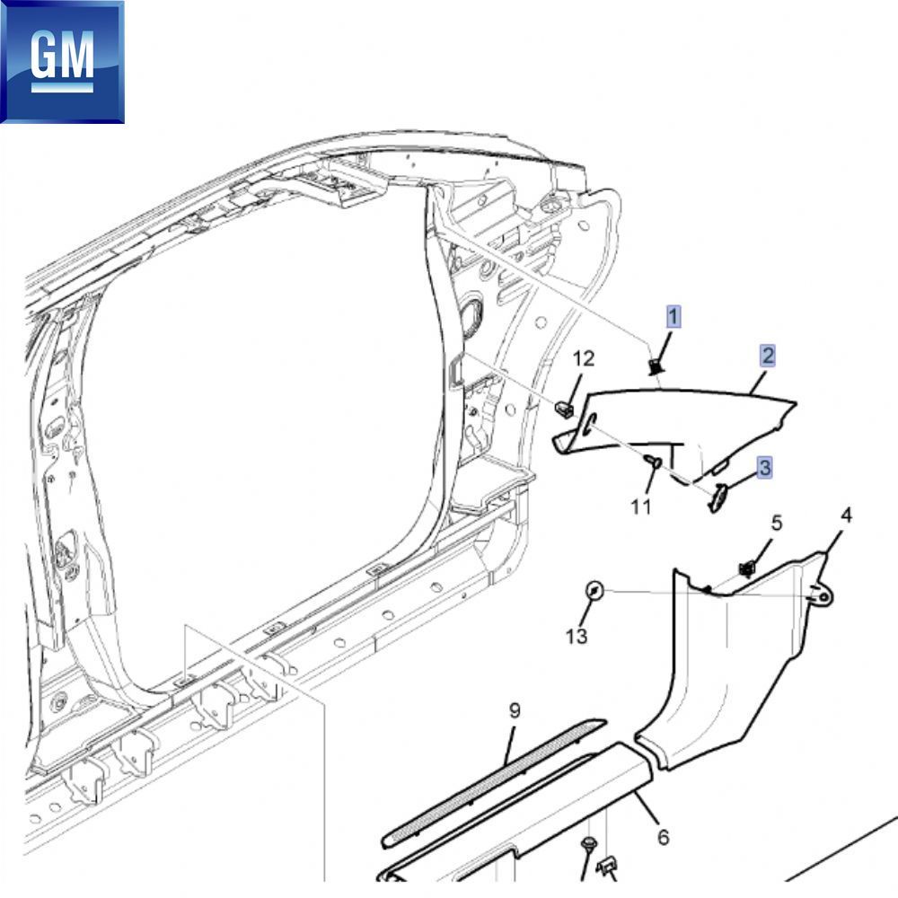 Chevrolet Captiva C100 Left Front Pillar Bakelite GM Genuine 96859486