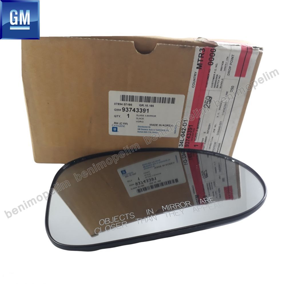 Product Code : 93743391 - Chevrolet Spark M200 Right Outside Rear View Mirror Glass GM Genuine 93743391