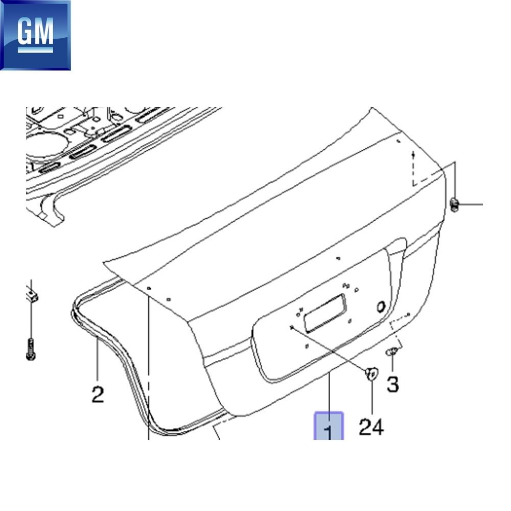 Product Code : 96406028 - Chevrolet Aveo T200 Sedan Rear Boot Cover 2003-2008 GM Genuine 96406023 - 96406028