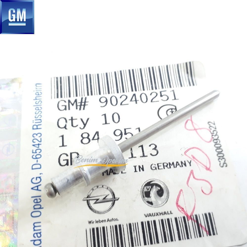 Multipurpose Rivet Opel Astra G Zafira A Corsa C/D Meriva A Vectra A/B GM Genuine 184951 - 90240251 - 90240251