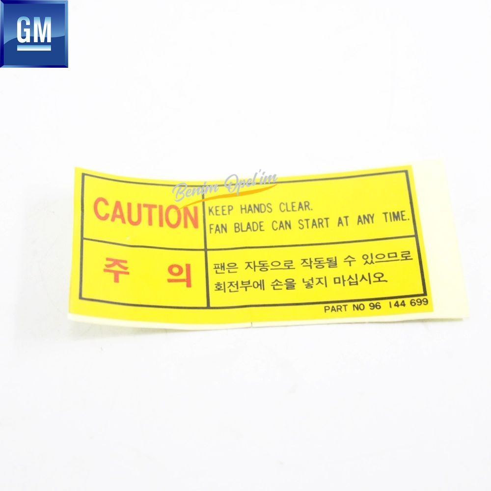 Chevrolet Panel Warning Sticker Yellow Caution GM Genuine 96144699