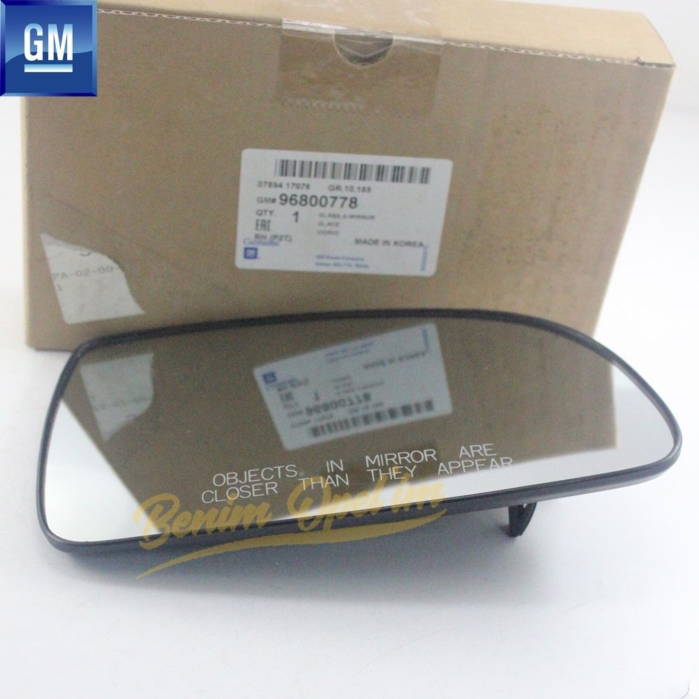 Chevrolet Aveo Sedan NB Right Outside Rear View Mirror Glass Unheated GM Genuine 96800778