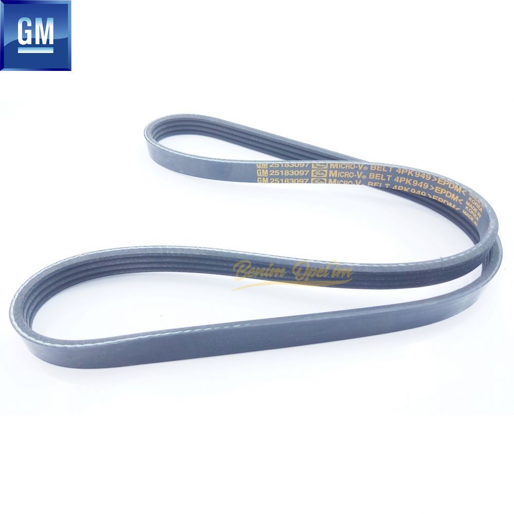 Product Code : 25183097 - Chevrolet Aveo, Kalos V Belt 4PK949 1.2 Sohc Engine GM Genuine 25183097