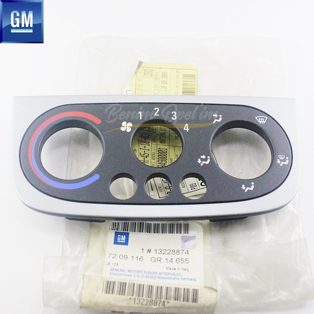 3 Button Heater Control Bezel Matte Chrome Opel Corsa C, Combo C, Tigra B GM Genuine 13228874 - 13189887