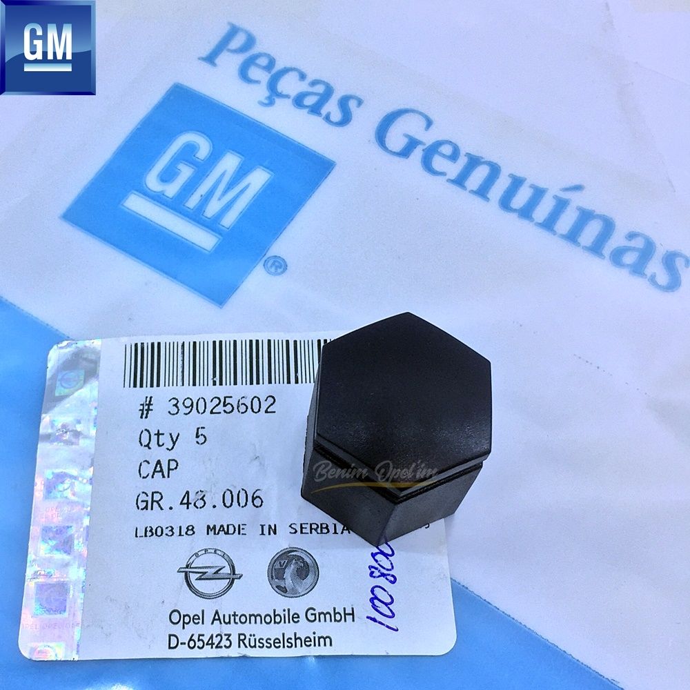 Product Code : 39025602 - Long Lug Cap Black 27mm Opel Astra J, Astra K, Zafira C GM Genuine 39025602 - 1008063