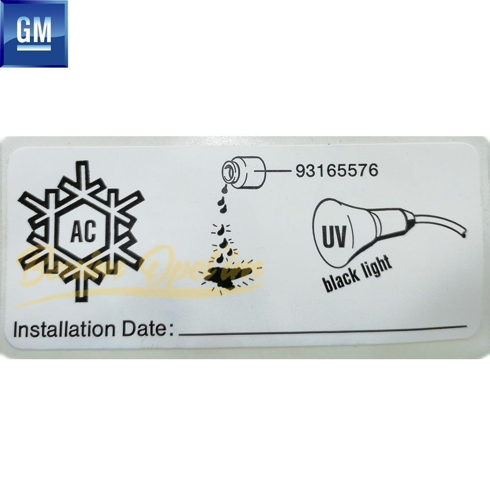 Product Code : 93165576 - Air Conditioner Liquid Leakage Warning And Information Label GM Original 93165576 - 1940674